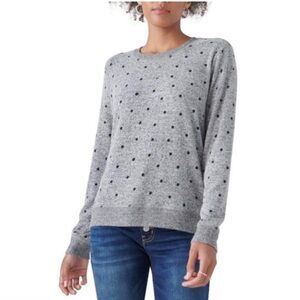 Lucky Brand Cloud Jersey Crew Sweatshrt - Heater Polka Dot Size L